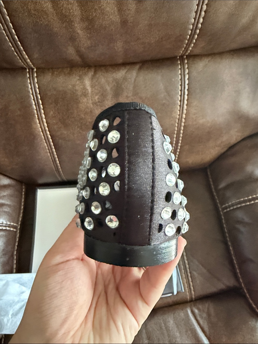 •CAPE ROBBIN• “Lauralee” Rhinestone Eyelet Bow Ballet Flats - Black // NIB - Picture 4 of 13